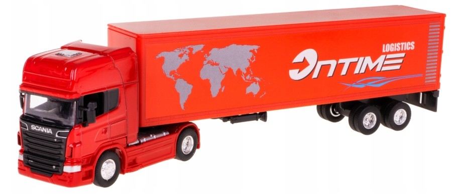 Modèle Réduit Remorque Welly Scania R-Series R730 V8 Camion Semi-remorqueur Rouge Ontime