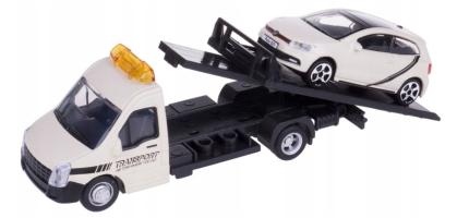 Flatbed Transport Tow Truck + Volkswagen Polo Model Diecast 1:43 Scale Bburago