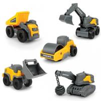 Set 5 Vehicles Volvo Roller, Dump Truck, Excavator, Bulldozer Dickie Toys