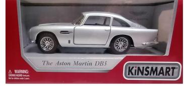 The Aston Martin British Car Model Diecast Silver Toy Open Doors 1:36 Kinsmart