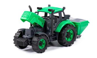 Tractor Farm Progress with Seeder Open Hood Green Toy Gift Children Polesie
