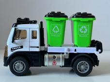 Garbage Truck/Lorry + 2 Bins Model Diecast 1:64 Scale Pull-Back Toy Moving Parts