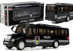 American Bus Police Model Black Toy Function Sound Light Lean Toys