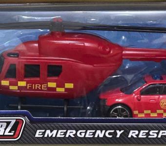 Playset Fire Brigade Helicopter Car Model Toy Diecast 1:64-1:87 Teamsterz