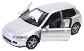 Honda Civic Japanese Car Model Toy Silver Diecast 1:34-1:39 Scale Welly