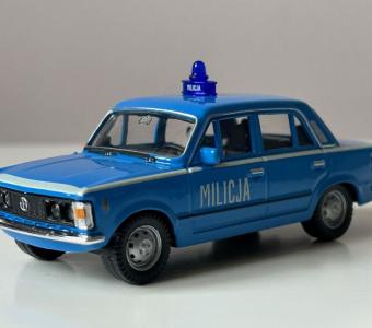 Fiat 125p Police Polish/Italian Car Model Blue Diecast Toy 1:43 Scale Welly