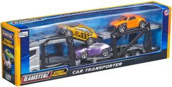 Lorry/Truck Transporter Silver with Trailer + 3 Cars Model Toy Diecast Teamsterz 1:64