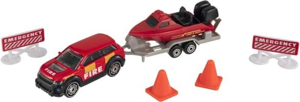 Playset Street Machines Fire Rescue Car Boat Model Diecast Toy 1:64 Teamsterz