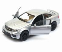 Mercedes-Benz C63 AMG Germany Car Model Silver Diecast Toy 1:34-1:39 Scale Welly