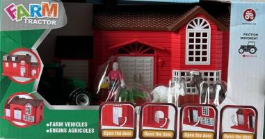 Set Farm Vehicles with Tractor House (Open the door) Farmer Animals Toy