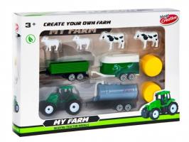 Set Play Tractor Farm with Animals Trailer Tank Water Moving Parts Toy Child