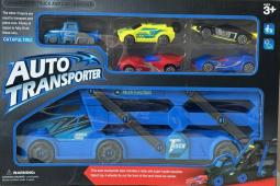 Truck/Lorry Transporter with 3 Layers + Ramp + Hauler Launcher + 5 Cars Toy