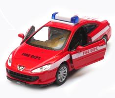 Peugeot Coupe 407 Fire Brigade Car Model Red Toy Diecast 1:34-1:39 Scale Welly