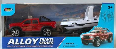 Jeep Car with Boat Model Toy Diecast Open Door 1:32 Scale Car Sound&Light