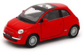 2007 Fiat 500 Italian Family Car Model Toy Red Diecast 1:34-1:39 Scale Welly