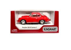 Porsche 356 Carrera 2 Germany Car Model Red Diecast Open Doors 1:34 Kinsmart