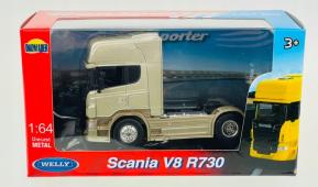 Scania V8 R730 Lorry Truck Model Diecast Toy Gold 1:64 Scale Welly