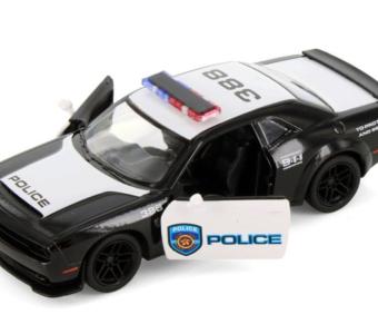 2023 Dodge Demon Police USA Car Model Diecast Toy Black 1:40 Scale Kinsmart