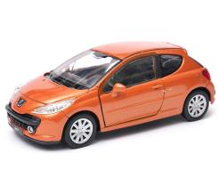 Peugeot 207 French Supermini Car Model Metal Diecast Toy Orange 1:43 Welly