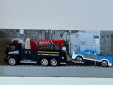 Truck Roadside Assistance Towing Police + Blue Car Model Diecast Toy 1:50-1:64
