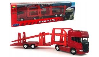 Scania V8 R 730 Transporter Car Swedish Truck Model Diecast Toy 1:64 Scale Welly