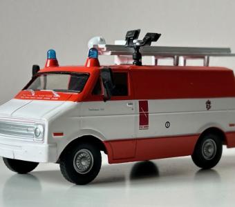 1977 VSR Dodge Tradesman Belgium Fire Brigade Car Model Toy Diecast Amercom 1:43