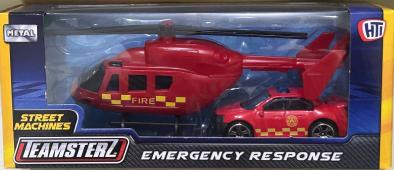 Playset Fire Brigade Helicopter Car Model Toy Diecast 1:64-1:87 Teamsterz