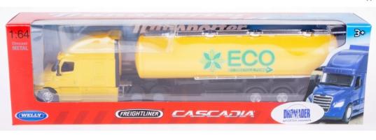 Freightliner Eco American Delivery Truck Model Diecast Yellow Toy 1:64 Welly