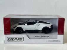 Bugatti Mistral Italian Sports Car Model Diecast Toy White 1:36 Scale Kinsmart