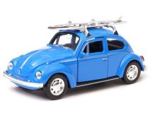 Volkswagen Beetle Serfing Germany Vintage Car Model Diecast Blue Toy 1:34