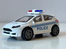 Volkswagen? Police Car Model White Diecast Toy Pull-Back Action 1:55 Scale