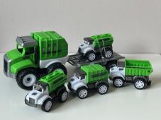 Set 5 Sanitation Cars + Transporter Model Toy New in Box Function Pull-Back
