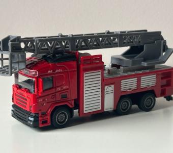 Truck Fire Brigade with Ladder Model Diecast Toy Moving Parts 1:50 Scale