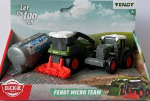 Set 3 Vehicles Fendt Micro Team Tractor Combine Tank Dickie Toys Moving Parts