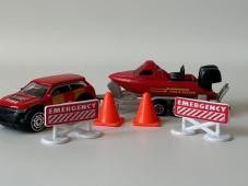 Playset Street Machines Fire Rescue Car Boat Model Diecast Toy 1:64 Teamsterz