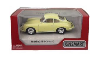 Porsche 356 Carrera 2 Germany Car Model Cream Diecast Open Doors 1:34 Kinsmart