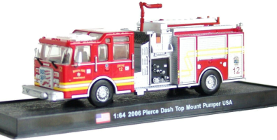 Pierce Dash Top Mount Pumper 2006 American Fire Truck Model Diecast Amercom 1:64