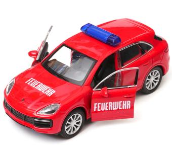 Porsche Cayenne Turbo Germany Fire Brigade Model Diecast Toy Red in box 1:34