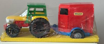 Tractor Farm with Red or Blue Trailer Toy Moving Parts 36 cm Lenght Wader