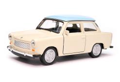 Trabant 601 East Germany Car Model Diecast Blue/Cream 1:34-1:39 Scale Welly