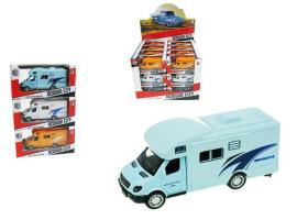 Camper Truck Car Model Diecast Orange/White/Blue Pull Back Open Door Toy