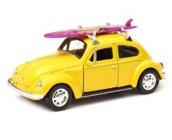 Volkswagen Beetle Serfing Germany Vintage Car Model Diecast Yellow 1:34