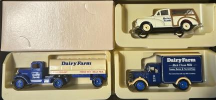 Set 3 Dairy Farm Morris Chevrolet British Classic Cars Model Diecast Toy