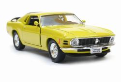 1970 Ford Mustang Boss 302 American Sports Car Model Diecast Yellow 1:34 Welly