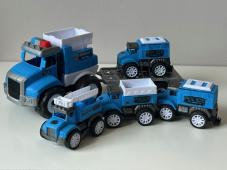 Set 5 Police Cars + Transporter Model Toy New in Box Function Pull-Back