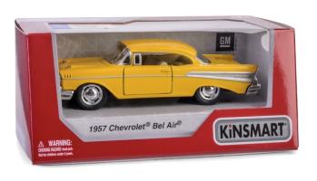 Chevrolet Bel Air 1957 USA Car Model Diecast Yellow 1:34 Kinsmart