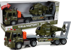 Large Set Lorry Military Transporter with Helicopter Light Sounds Toy 1:16 Scale