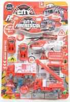 Big Play Set Fire Brigade Rescue Trucks Helicopter + Accessories Toy Size 43 cm