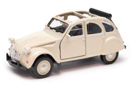 Citroen 2CV French Classic Car Model Metal Diecast Cream 1:34 Welly Opening Door