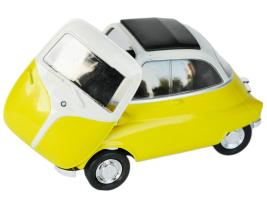 BMW Isetta Classic Germany Car Model Yellow Diecast Toy 1:34-1:39 Scale Welly